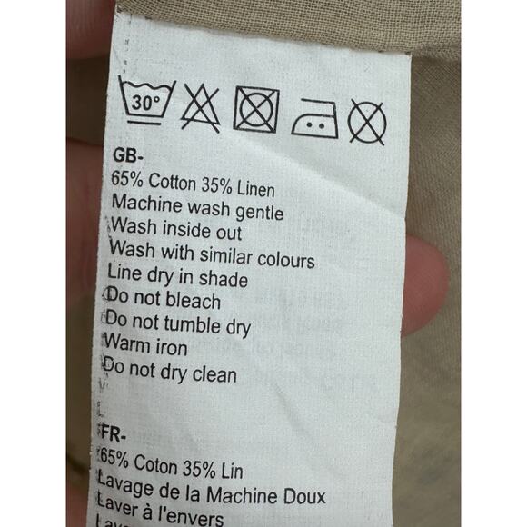 Pomodoro Dress Women 12 Tan Black Polka Dot Sleeveless Cotton Linen Shift Pocket - Picture 6 of 8